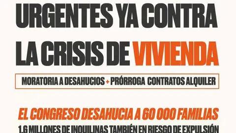 Plataforma #NiUnDeshaucioM&aacute;s protesta Congreso Diputados 28 de enero 18:20 horas - Cartel