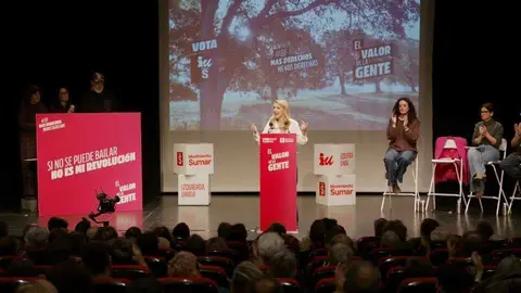 Yolanda D&iacute;az, durante el mitin en Huesca | Imagen de IU