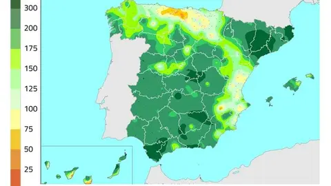 Porcentaje de precipitaci&oacute;n en Espa&ntilde;a durante enero de 2026 respecto a la media entre 1991 y 2020 - Imagen de la Aemet