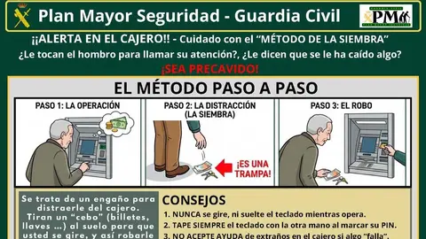 Cartel informativo de la Guardia Civil para evitar robos en cajeros con el m&eacute;todo de la siembra - Ayuntamiento de Torrelodones