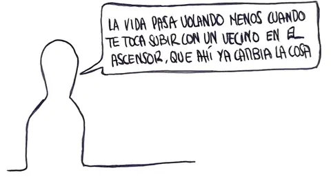 Vecino en el ascensor - Las Vi&ntilde;etas de Manuel Franganillo