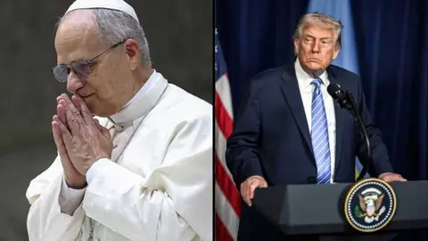 Montaje propio. Fotograf&iacute;as del Papa Le&oacute;n XIV -Vatican News y el presidente de Estados Unidos Donald Trump en la Casa Blanca