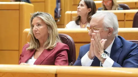 Alicia Garc&iacute;a y Javier Arenas, en el Pleno del Senado - Foto del PP