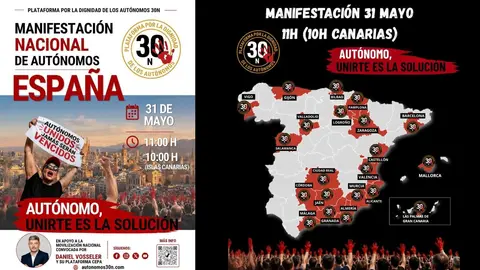 Los aut&oacute;nomos consolidan un frente com&uacute;n con movilizaciones en 22 provincias el 31 de mayo - Los dos carteles de 30N