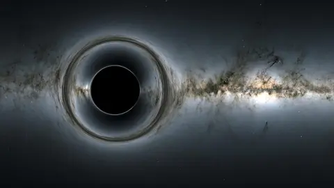 Simulaci&oacute;n Centro de Vuelo Espacial Goddard de la NASA; imagen de fondo ESA/Gaia/DPAC