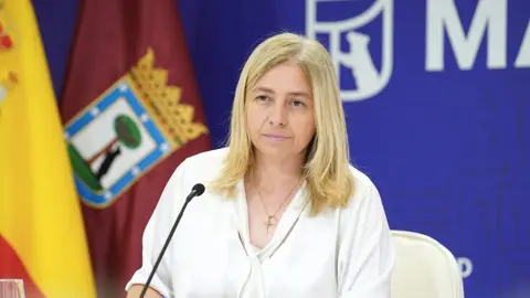 La vicealcaldesa y portavoz municipal, Inma Sanz, en la rueda de prensa de hoy - Foto Ayuntamiento de Madrid