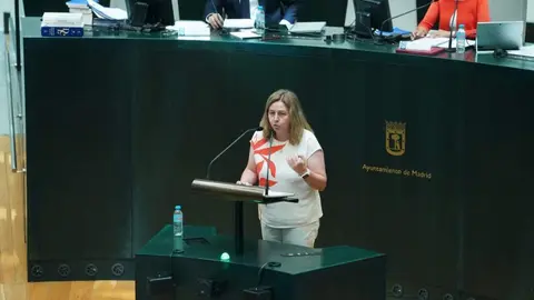 Inma Sanz durante su intervenci&oacute;n en el Pleno del Ayuntamiento de Madrid - Foto Ayuntamiento de Madrid