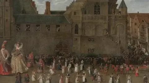 Detalle de La procesi&oacute;n de gigantes en Bruselas el 31 de mayo de 1615. David Noveliers. 1616. Museo Nacional del Prado