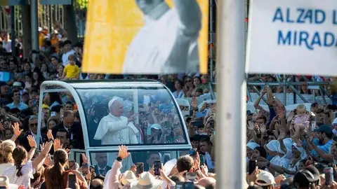 El Papa Le&oacute;n XIV en papam&oacute;vil - Foto del Ayuntamiento de Madrid