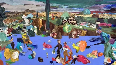 'Aclarando el estanque', pintura de Carlos Franco