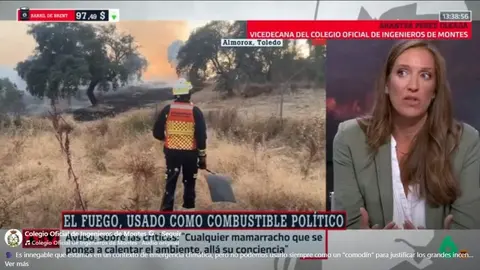Arantza P&eacute;rez Oleaga (COIM): &ldquo;Si no gestionamos nosotros los montes, se gestionan ellos solos con el fuego&rdquo; - Imagen de la intervenci&oacute;n de Arantza P&eacute;rez Oleaga en el programa Al Rojo Vivo de La Sexta