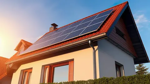 Casa con paneles solares y sistema de energ&iacute;a solar - Foto de Charliepix