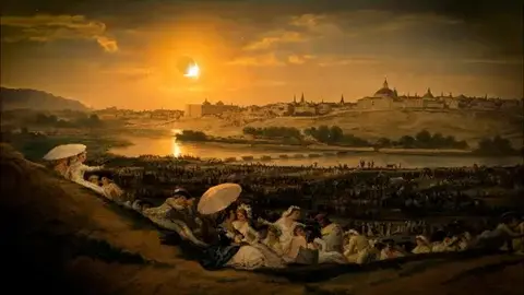 "El Prado a la luz del eclipse" La pradera de san Isidro. Goya