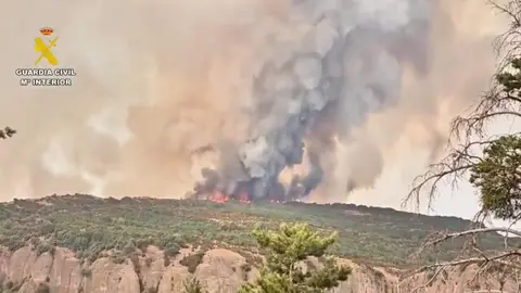 Incendio en Huelva - Imagen de un v&iacute;deo compartido por la Guardia Civil