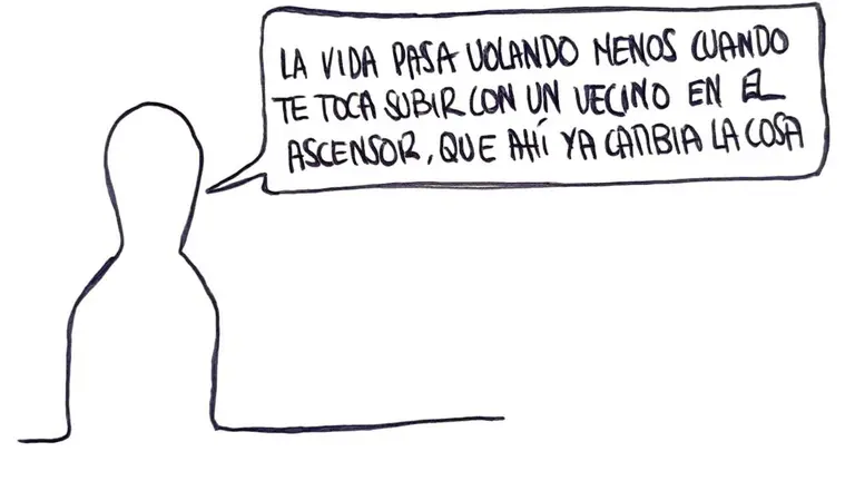 Vecino en el ascensor - Las Vi&ntilde;etas de Manuel Franganillo