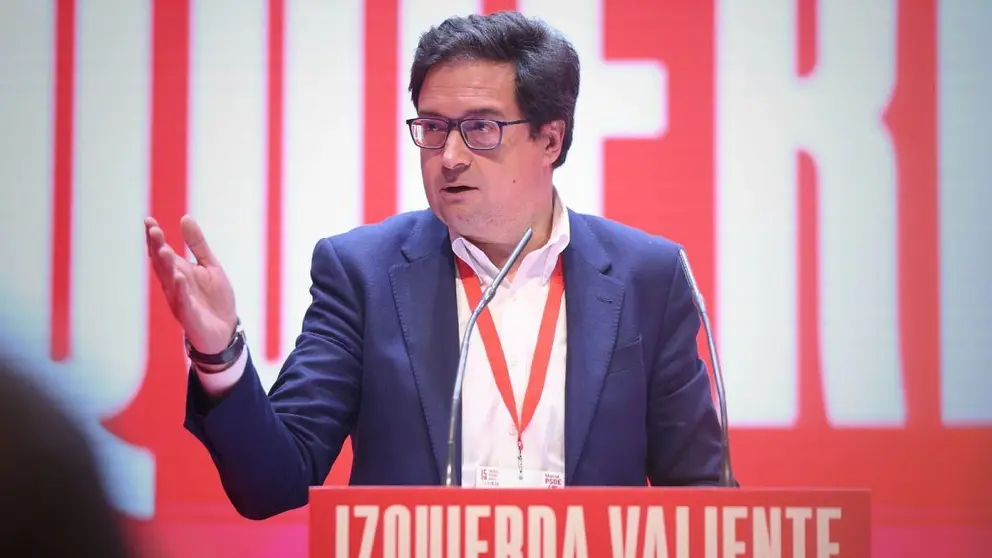 &Oacute;scar L&oacute;pez durante un acto | Foto de archivo del PSOE de la Comunidad de Madrid