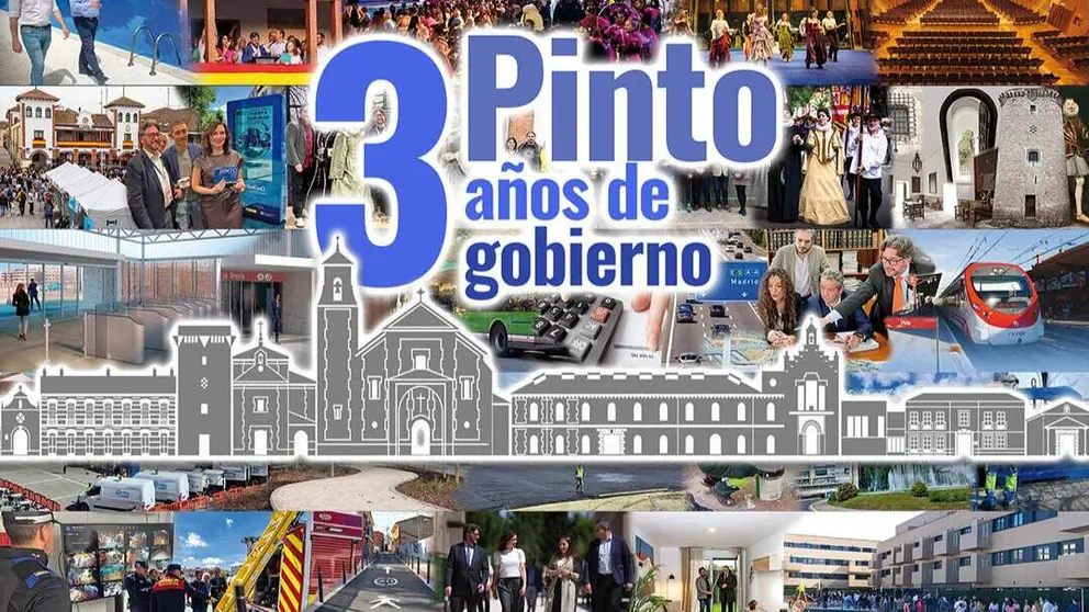 Pinto hace balance de tres a&ntilde;os de gesti&oacute;n con el paro en m&iacute;nimos hist&oacute;ricos y 200 medidas impulsadas - Imagen collage del Ayuntamiento de Pinto