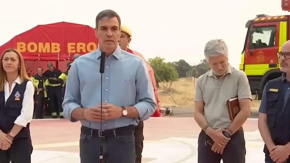 Pedro S&aacute;nchez durante los incendios