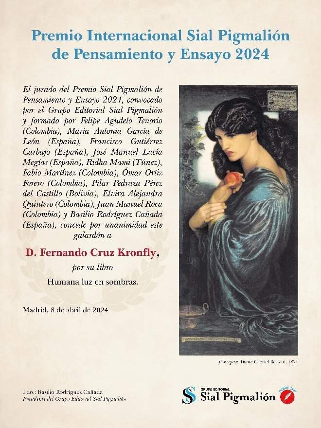 Premio Internacional Sial Pigmalión de Pensamiento y Ensayo 2024