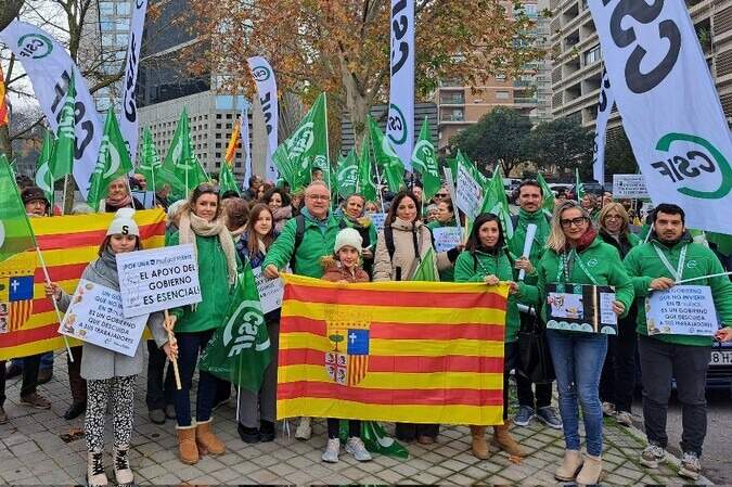 Manifestantes de CSIF Aragón en la protesta de este sábado en Madrid | Foto de CSIF Aragón