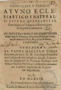 Tratado del Padre Hurtado sobre el chocolate y tabaco