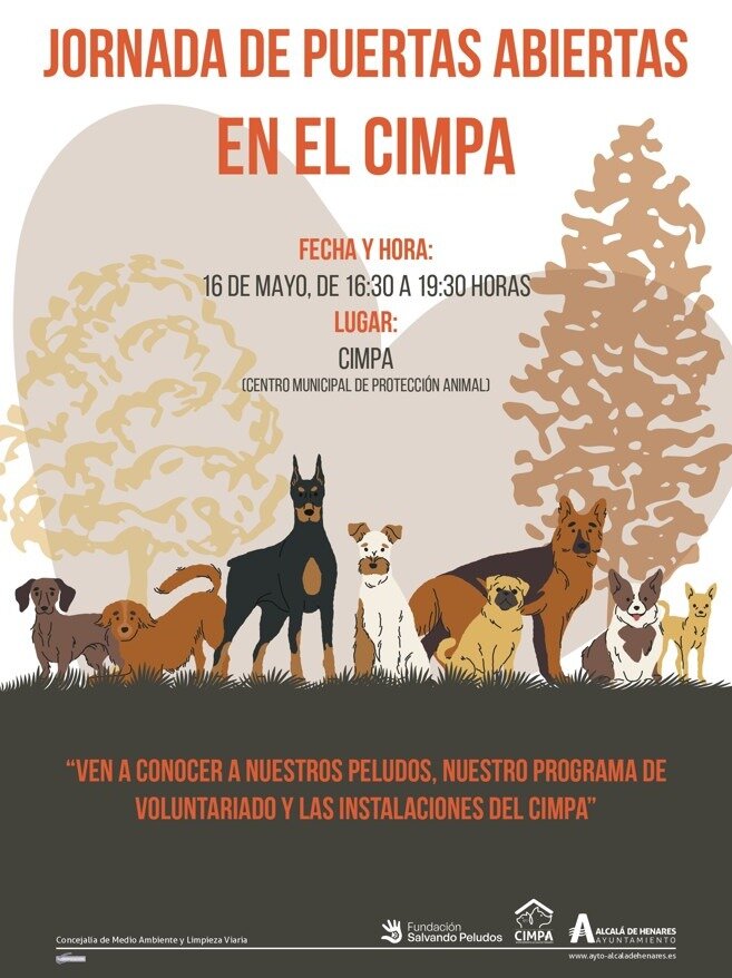 Cartel jornada de puertas abiertas en el CIMPA - Ayuntamiento de Alcalá de Henares
