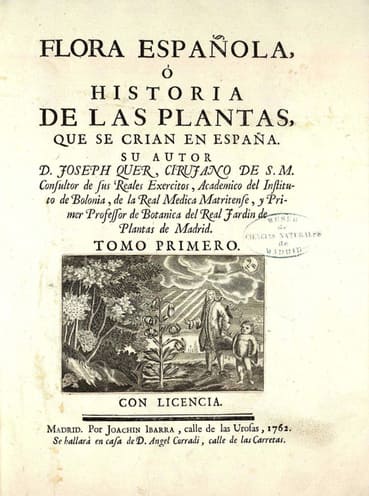 Portada del libro Flora Española -Tomo I- de Joseph Quer de 1762