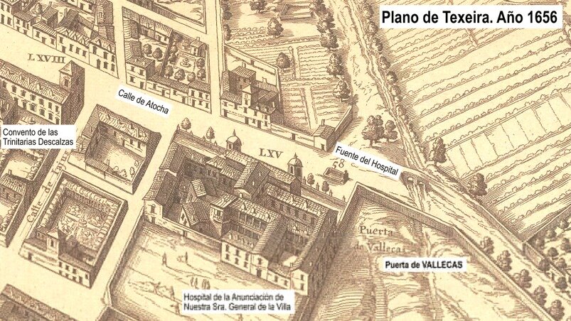 Puerta de Vallecas en el Plano de Texeira de 1656