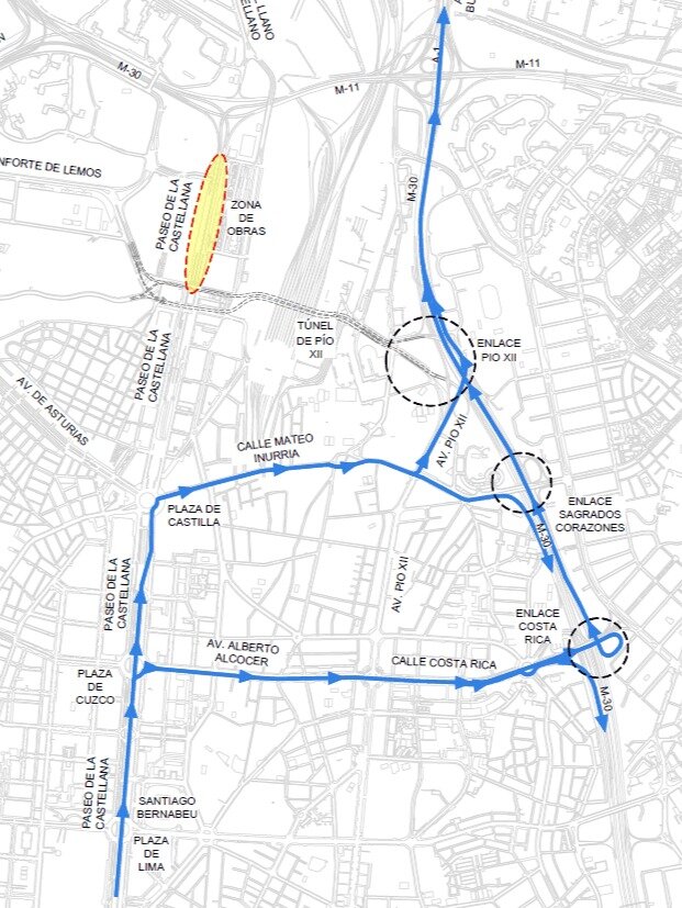Segunda fase de las obras de Parque Castellana: plano salida A1M11
