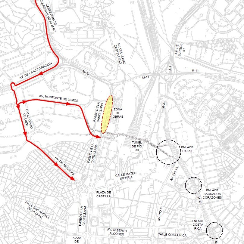Segunda fase de las obras de Parque Castellana: plano entrada M607
