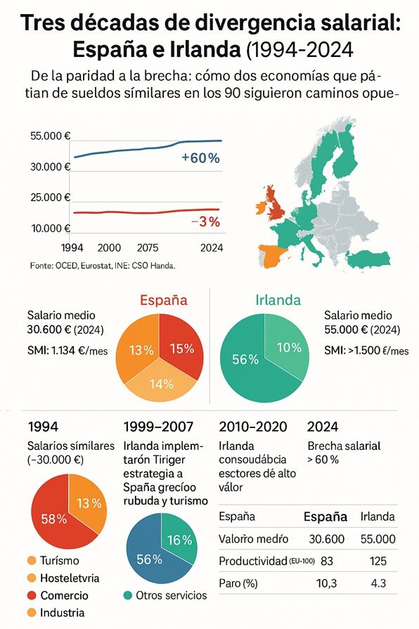 Tres décadas de divergencia salarial: España frente a Irlanda - EDdM
