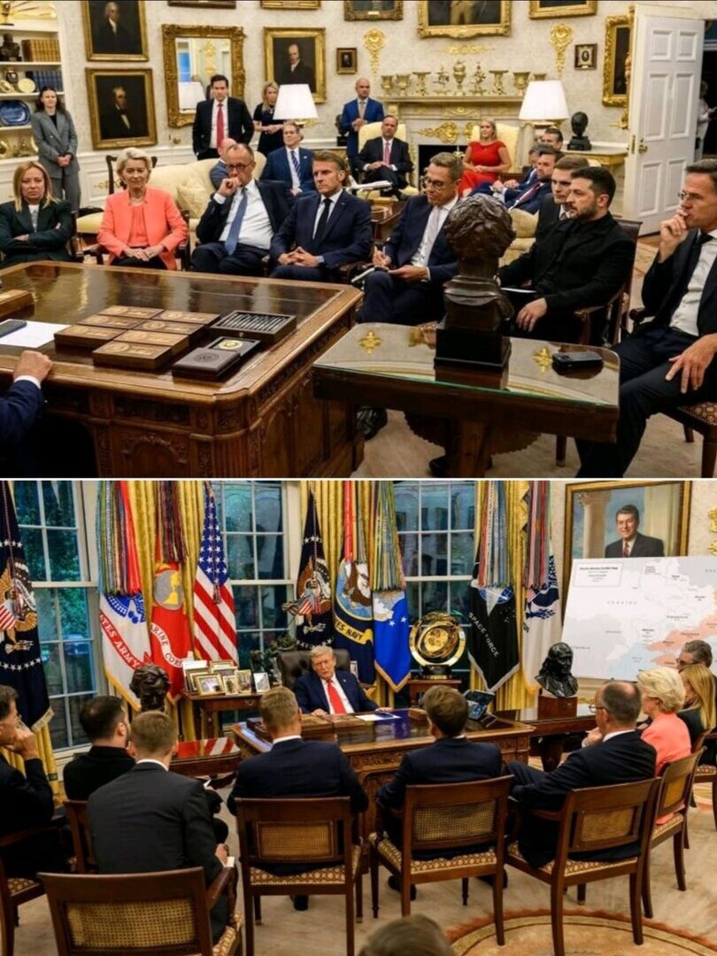 Reunión del presidente Donald Trump con los líderes europeos en el Despacho Oval - Redes sociales