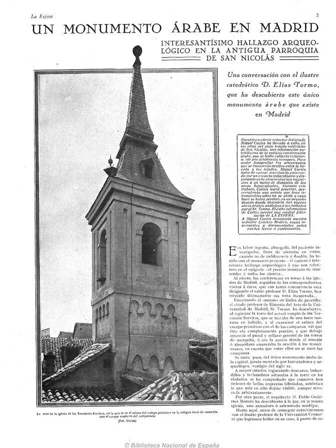 Reportaje sobre la Iglesia de San Nicolás publicado en LA ESFERA el 23-04-1927 - Biblioteca Nacional de España