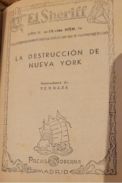 Ejemplar de El Sheriff publicado por Prensa Moderna el 20-09-1931. Nº 74. Fuente: colección particular.