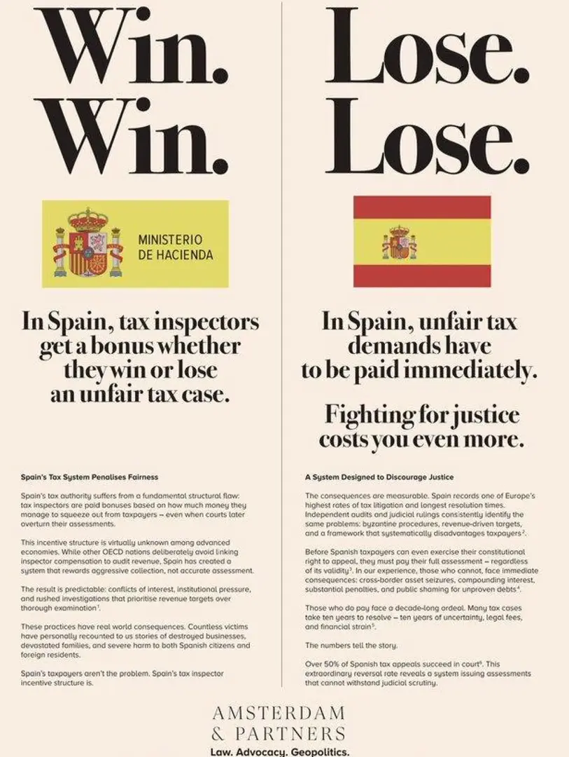 Amsterdam & Partners anuncio Financial Times Hacienda Pública Española