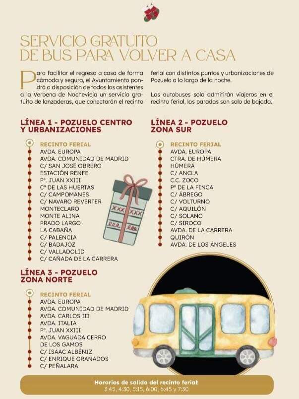 Cartel horarios de autobuses Pozuelo de Alarcón
