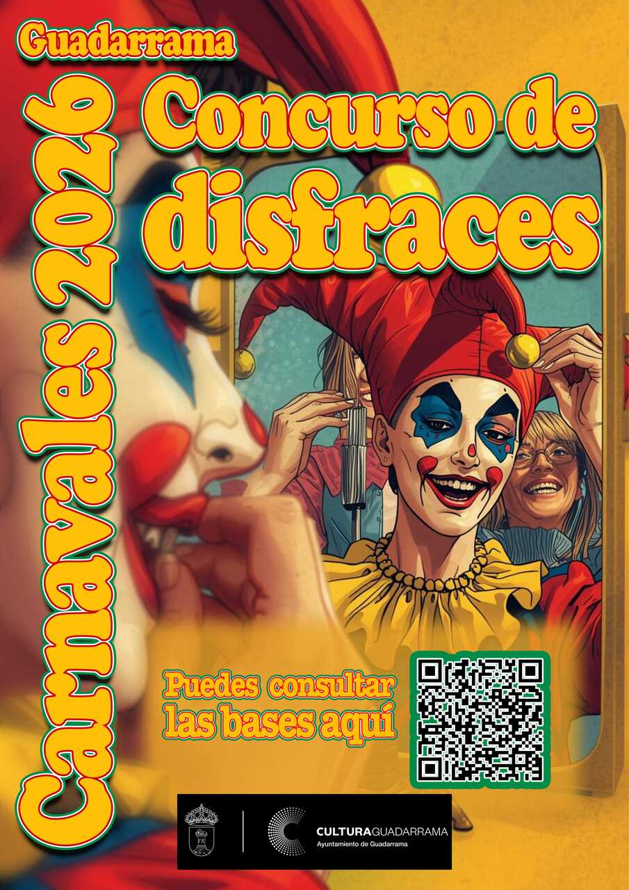 Concurso de disfraces colectivos en Guadarrama el 14 de febrero - Cartel del Ayuntamiento de Guadarrama