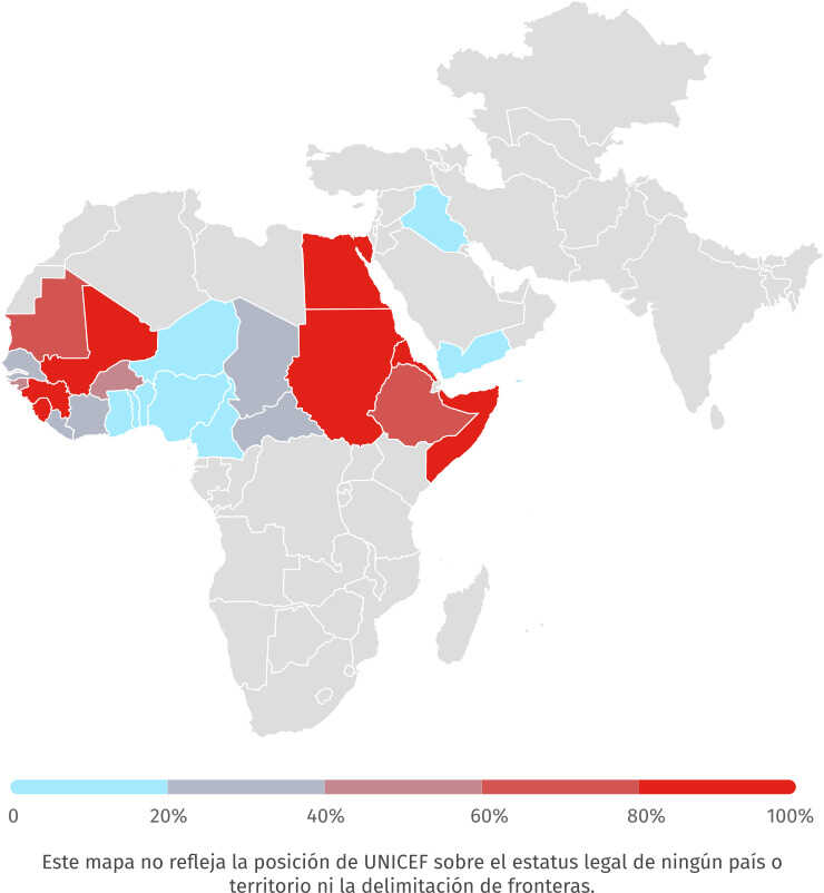 Mapa sobre la mutilación genital femenina por países - Imagen de UNICEF