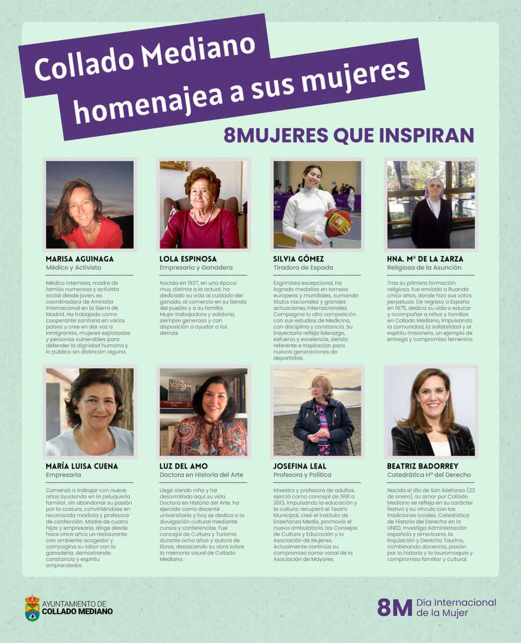 Cartel de la campaña 8 Mujeres de Collado - Imagen del Ayuntamiento de Collado Mediano