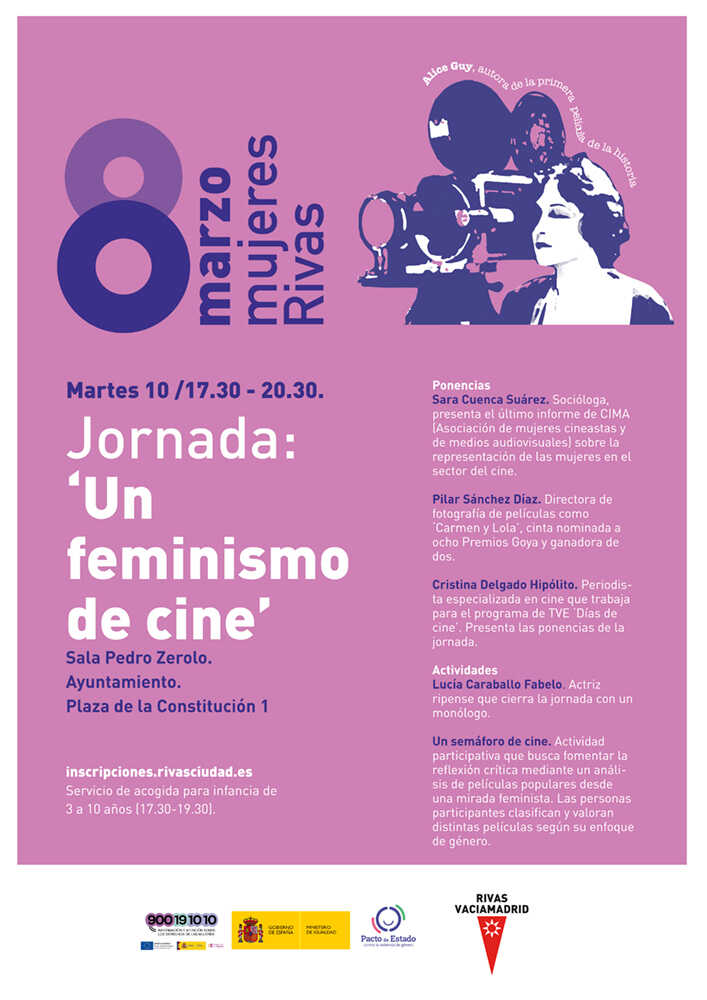 Cartel de Un feminismo de cine Mujeres 2026 jornada - Imagen del Ayuntamiento de Rivas