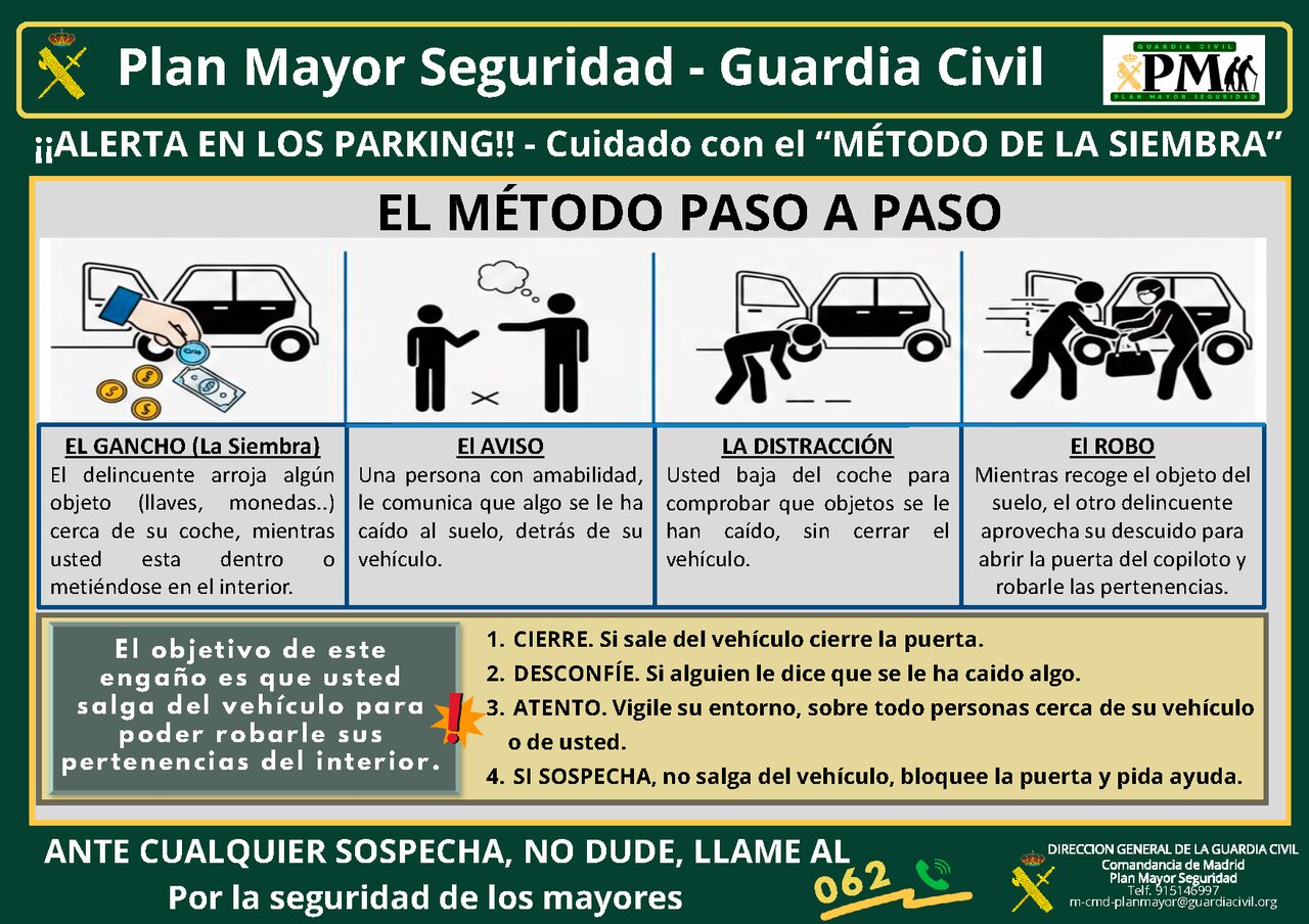 Cartel informativo de la Guardia Civil para evitar robos en vehículos - Ayuntamiento de Torrelodones