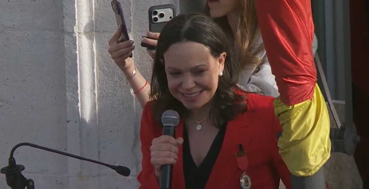 María Corina Machado hablando en la Puerta del Sol 