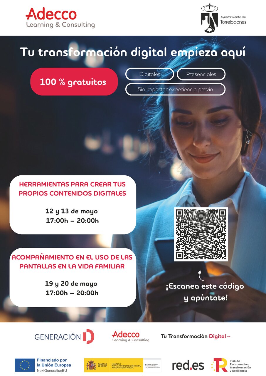 Cartel cursos Adecco Torrelodones en mayo
