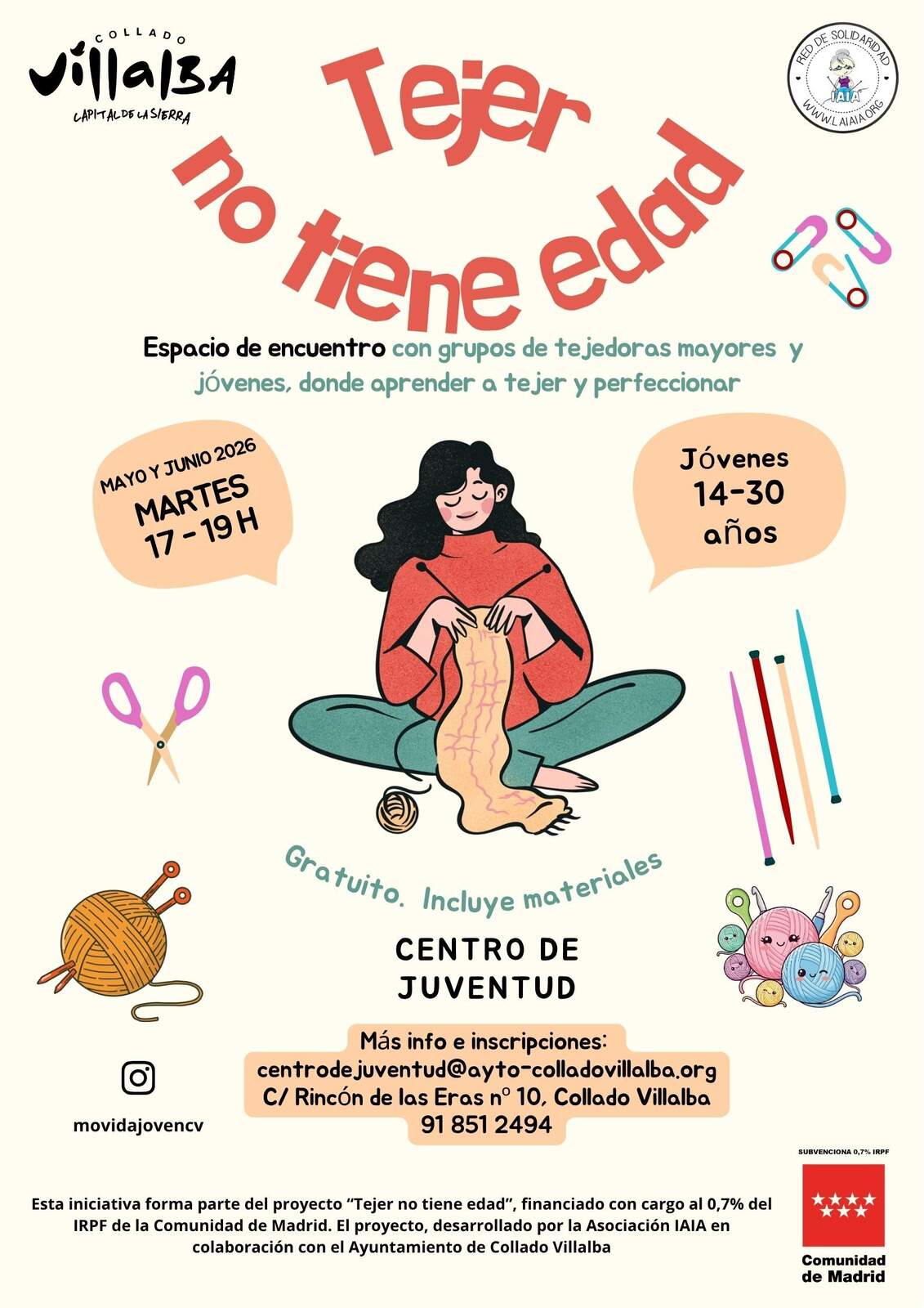Cartel de 'Tejer no tiene edad' -  Imagen del Ayuntamiento de Collado Villalba