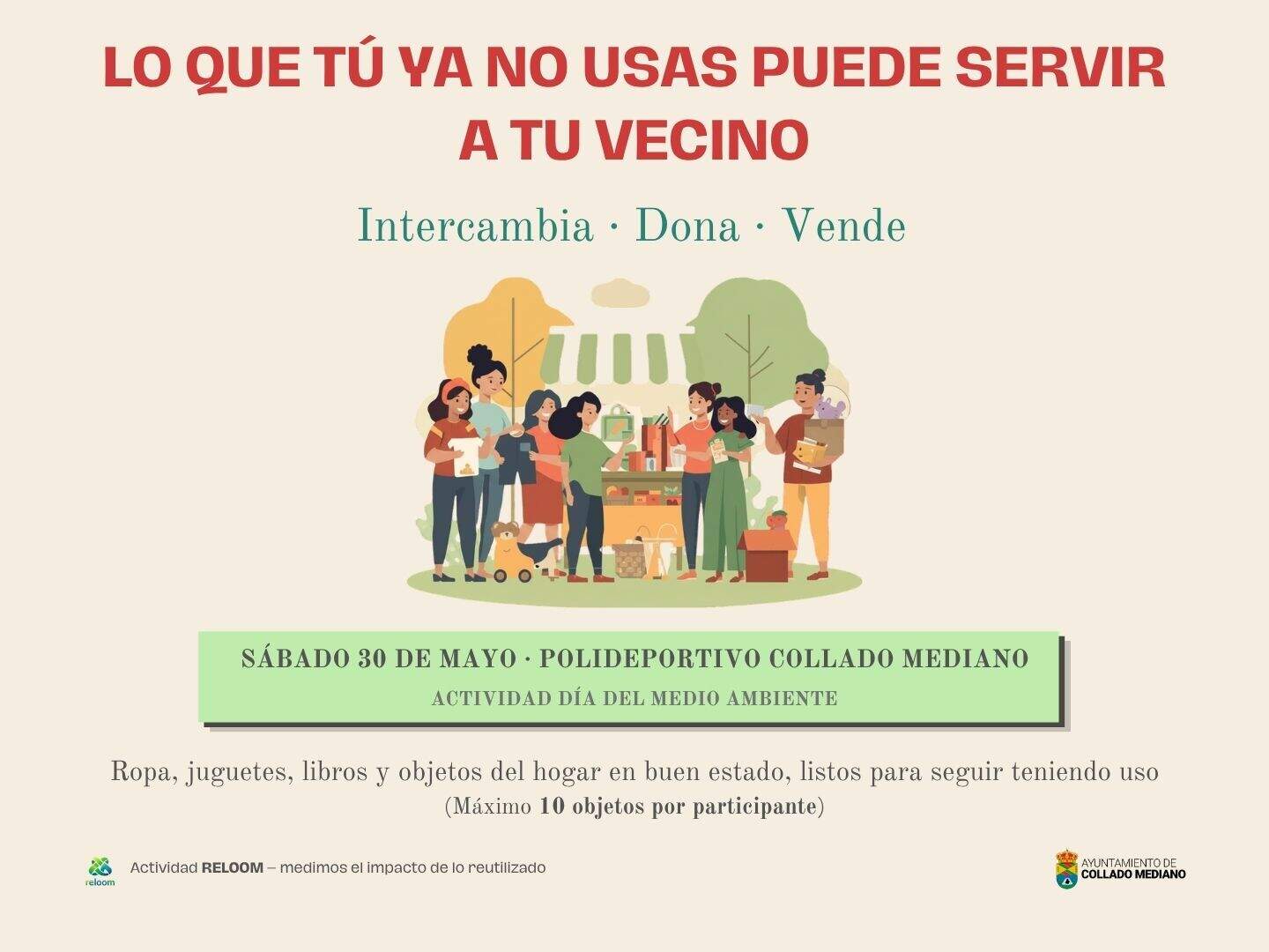 Cartel jornada de reutilización vecinal - Imagen del Ayuntamiento de Collado Mediano