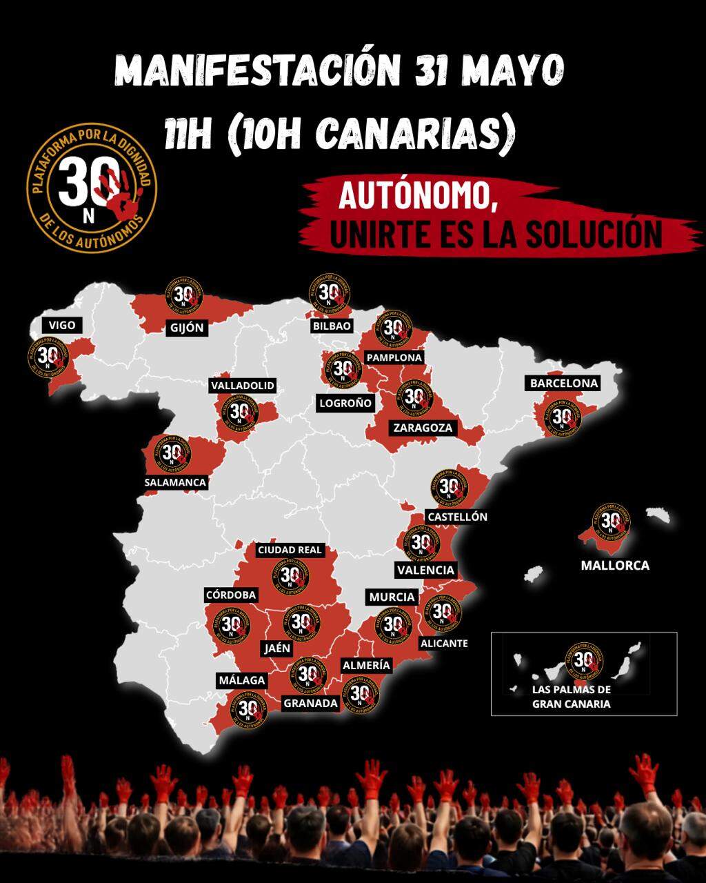 Los autónomos consolidan un frente común con movilizaciones en 22 provincias el 31 de mayo - Imagen de 30N